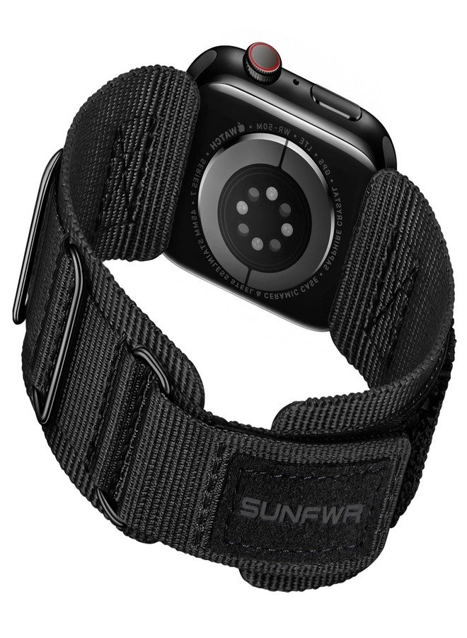 SUNFWR حزام نايلون متين لساعات آبل ألترا 3&2&1 49mm 46mm 45mm 44mm 42mm للرجال، حزام تكتيكي عسكري بفيلكرو لسلسلة iWatch 11/10/9/8/7/6/5/4/3/2/1/SE - Image 1