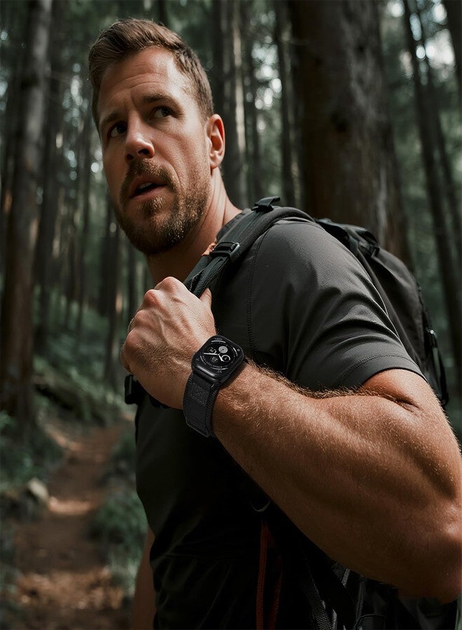 SUNFWR حزام نايلون متين لساعات آبل ألترا 3&2&1 49mm 46mm 45mm 44mm 42mm للرجال، حزام تكتيكي عسكري بفيلكرو لسلسلة iWatch 11/10/9/8/7/6/5/4/3/2/1/SE - Image 3