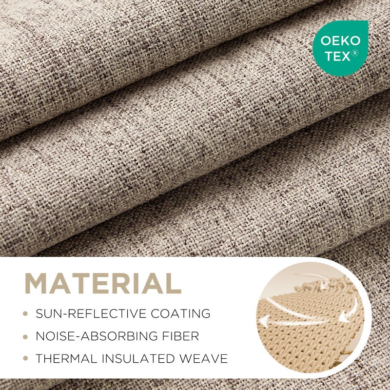 Joydeco 100% Blackout Curtains for Bedroom - Natural Linen Curtains 42" Wx 63" L Long, Thermal Insulated 2 Panels Linen Light Blocking Drapes, Rod Pocket & Back Tabs for Living Room - Image 2