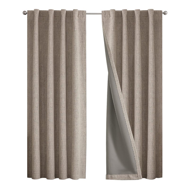 Joydeco 100% Blackout Curtains for Bedroom - Natural Linen Curtains 42" Wx 63" L Long, Thermal Insulated 2 Panels Linen Light Blocking Drapes, Rod Pocket & Back Tabs for Living Room - Image 1