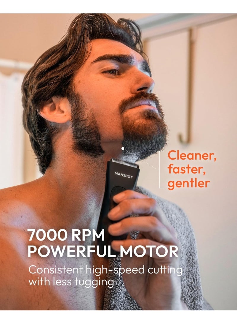 MANSPOT Trimmers for Men - Electric Body Hair Trimmer, Groin Ball Trimmer Pubic Shaver for Men,Kit with 4 Guard,Replaceable Ceramic Blade Heads,Wet/Dry Electric Shavers,90 Minutes Shaving Machine - Image 4
