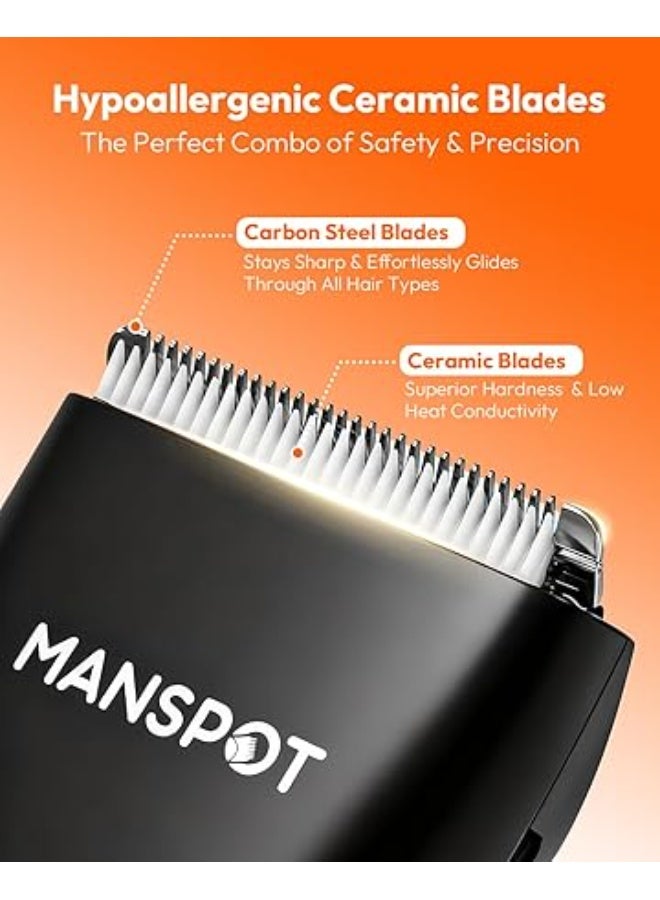 MANSPOT Trimmers for Men - Electric Body Hair Trimmer, Groin Ball Trimmer Pubic Shaver for Men,Kit with 4 Guard,Replaceable Ceramic Blade Heads,Wet/Dry Electric Shavers,90 Minutes Shaving Machine - Image 3