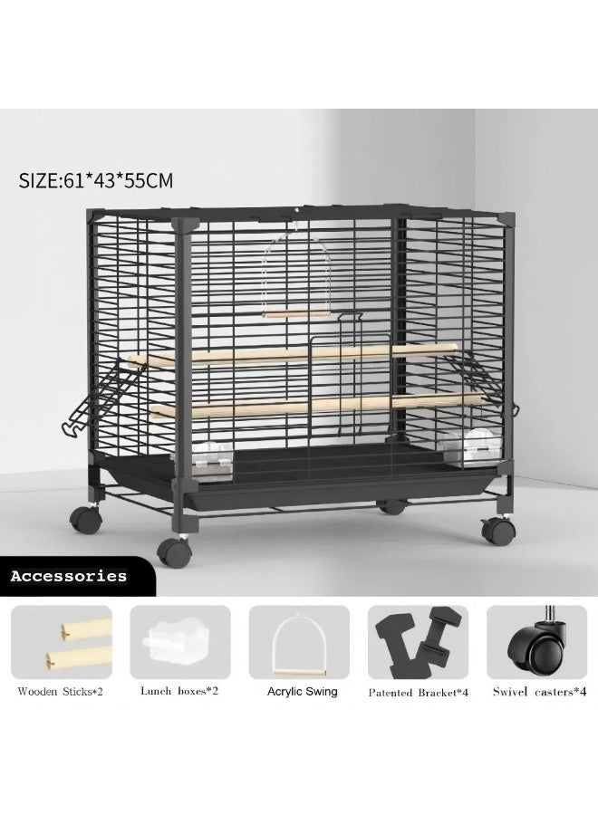 VRCOW Bird Cage, Metal Bird Cage The Versatile Parrot Cage is Made of A Durable Steel Wire Frame，in Car, for Home, Outing, Pet Clinic, Temporary Placement, for Small Medium Birds, Black - Image 2