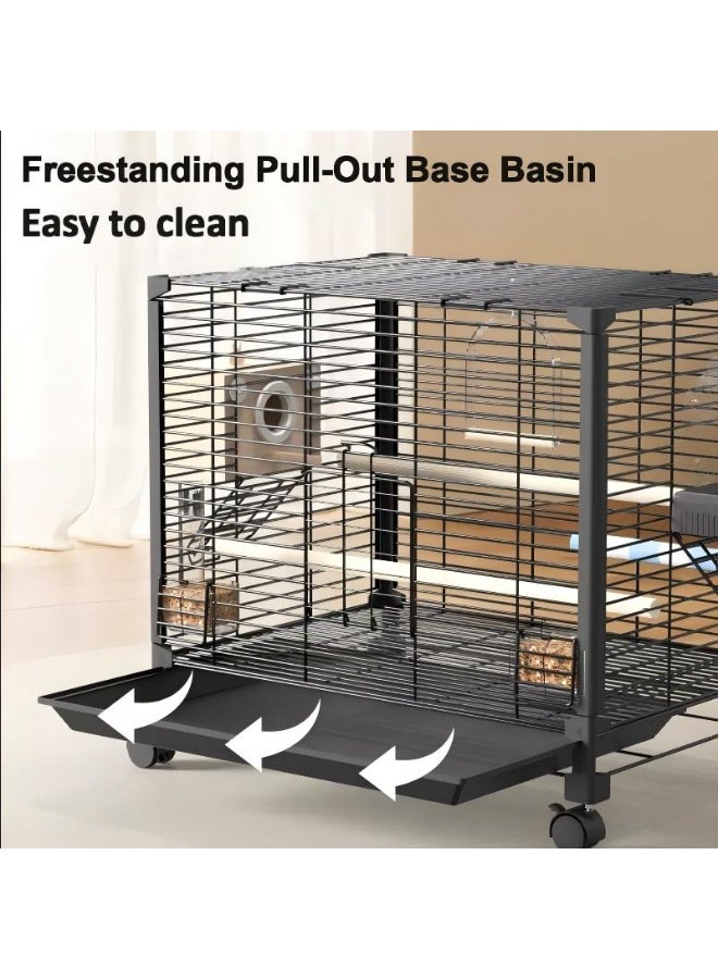 VRCOW Bird Cage, Metal Bird Cage The Versatile Parrot Cage is Made of A Durable Steel Wire Frame，in Car, for Home, Outing, Pet Clinic, Temporary Placement, for Small Medium Birds, Black - Image 5
