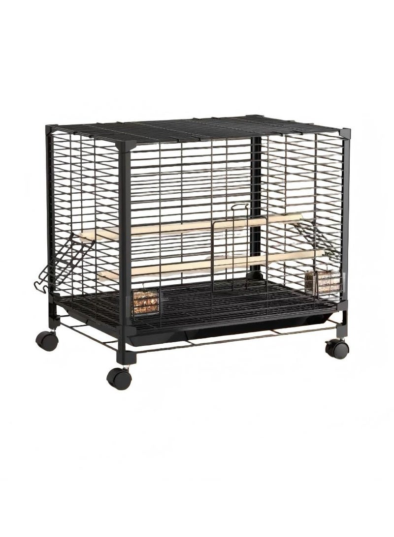 VRCOW Bird Cage, Metal Bird Cage The Versatile Parrot Cage is Made of A Durable Steel Wire Frame，in Car, for Home, Outing, Pet Clinic, Temporary Placement, for Small Medium Birds, Black - Image 1