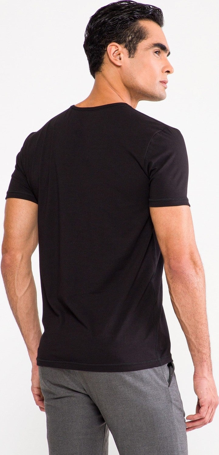 D'S DAMAT D'S Groom Men's Plain Black Crew Neck Short Sleeve Undershirt  - Image 2