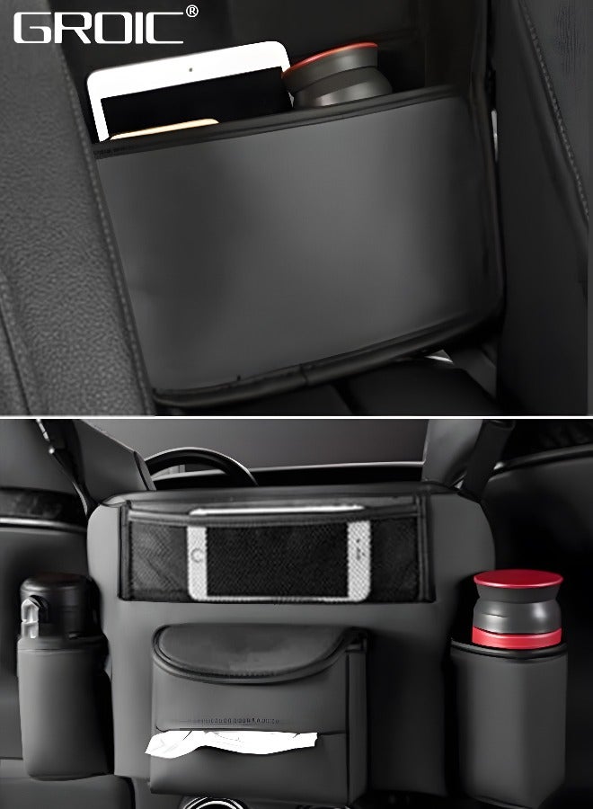 GROIC Car Purse Holder Between Seats,Car Handbag Holder for Front Seat, Large Capacity Automotive Car Organizers Between Seats for Phones Documents Cups and More - Image 3