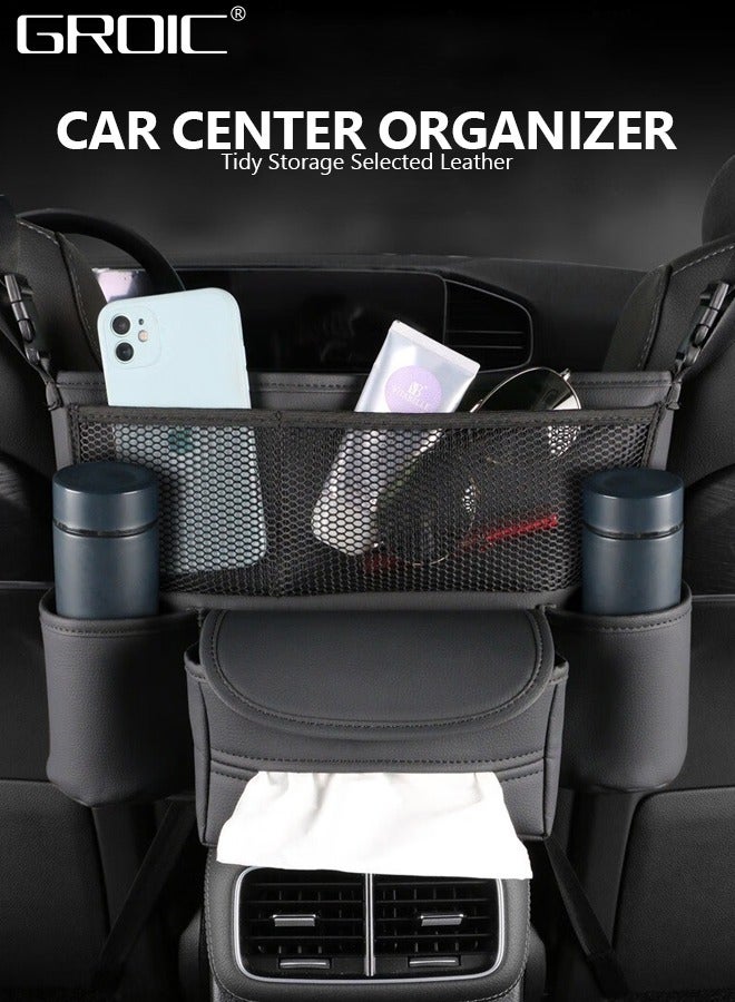 GROIC Car Purse Holder Between Seats,Car Handbag Holder for Front Seat, Large Capacity Automotive Car Organizers Between Seats for Phones Documents Cups and More - Image 2