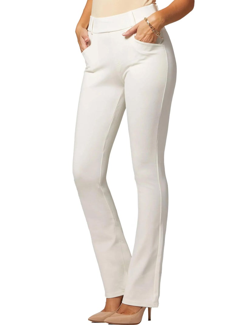 Conceited Womens Dress Pants Plus Size White Slacks for Women Business Casual Office Tummy Control Pants White XXLarge