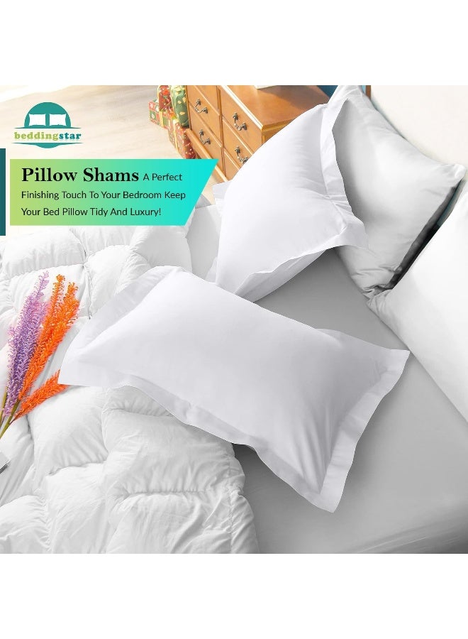 King Pillow Shams Set of 2 White Pillow Shams King 20X36 Pillow Covers 100% Egyptian Cotton 600 Thread Count Hotel Class Bedding Cushion Cover Decorative King Size Bed Pillow Shams Set  - Image 2