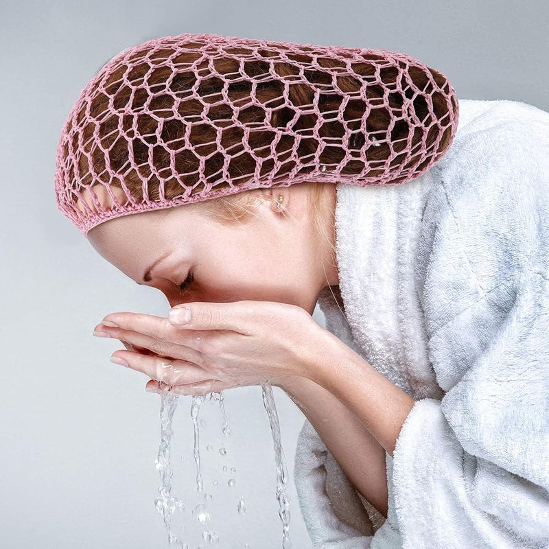 Zikra Mesh Hair Net, 6Pcs Soft Rayon Knit Snood Hat Sleeping Crochet Hairnet Long Hair Net Snoods Cover Hair Covers for Women Hair Accessories(6 Color) - Image 2