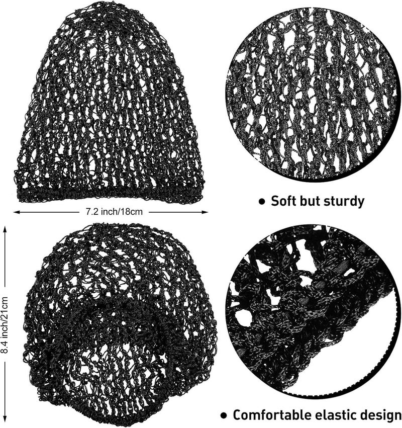 Zikra Mesh Hair Net, 6Pcs Soft Rayon Knit Snood Hat Sleeping Crochet Hairnet Long Hair Net Snoods Cover Hair Covers for Women Hair Accessories(6 Color) - Image 4