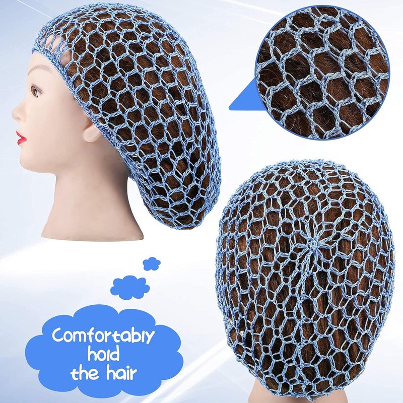 Zikra Mesh Hair Net, 6Pcs Soft Rayon Knit Snood Hat Sleeping Crochet Hairnet Long Hair Net Snoods Cover Hair Covers for Women Hair Accessories(6 Color) - Image 5