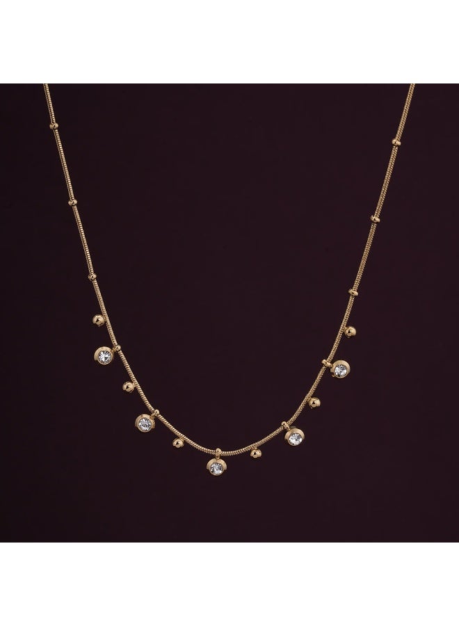 PALMONAS 18k Gold Tone Plated Shimmering Diamond Chain Necklace
 for Women - Image 2