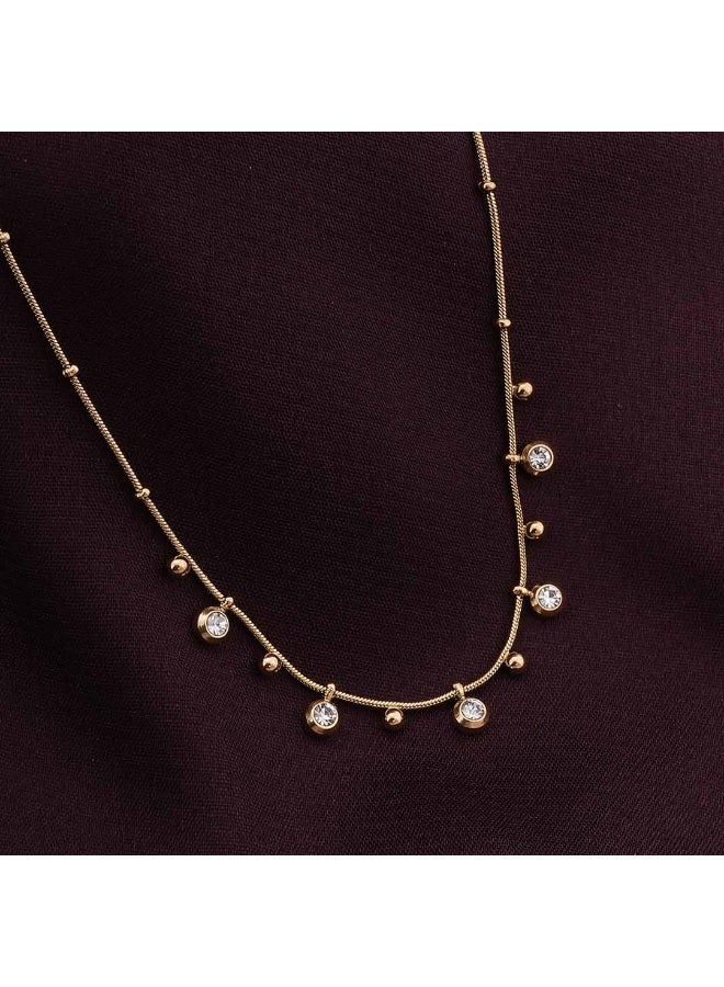 PALMONAS 18k Gold Tone Plated Shimmering Diamond Chain Necklace
 for Women - Image 3