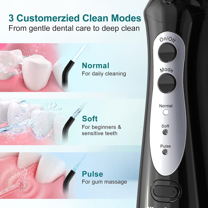 Nicefeel Cordless Water Dental Flosser – 300ML BPA-Free Portable Oral Irrigator, 3 Cleaning Modes, Fast Charge, IPX7 Waterproof for Teeth, Gums & Tonsil Stones – Home & Travel Use - Image 3