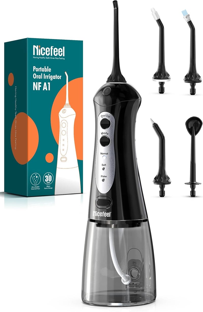 Nicefeel Cordless Water Dental Flosser – 300ML BPA-Free Portable Oral Irrigator, 3 Cleaning Modes, Fast Charge, IPX7 Waterproof for Teeth, Gums & Tonsil Stones – Home & Travel Use - Image 1