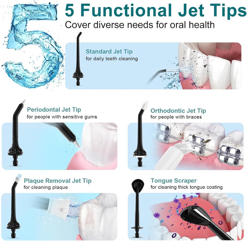 Nicefeel Cordless Water Dental Flosser – 300ML BPA-Free Portable Oral Irrigator, 3 Cleaning Modes, Fast Charge, IPX7 Waterproof for Teeth, Gums & Tonsil Stones – Home & Travel Use - Image 4