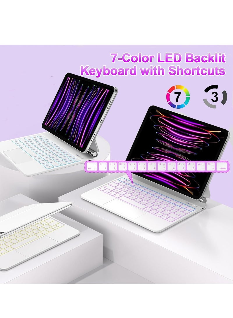 QPHWHFQ Magic Keyboard for iPad Air 11 inch (M2/M3), iPad Pro 11 inch(1st/2nd/3rd/4th Gen) and iPad Air 5th/4th,  Keyboard Case with Multi-Touch Trackpad, 7 Colors Backlit Keys, Floating Cantilever Stand  - Image 4