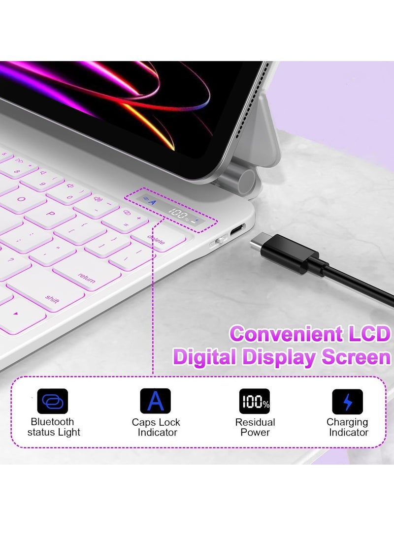 QPHWHFQ Magic Keyboard for iPad Air 11 inch (M2/M3), iPad Pro 11 inch(1st/2nd/3rd/4th Gen) and iPad Air 5th/4th,  Keyboard Case with Multi-Touch Trackpad, 7 Colors Backlit Keys, Floating Cantilever Stand  - Image 5
