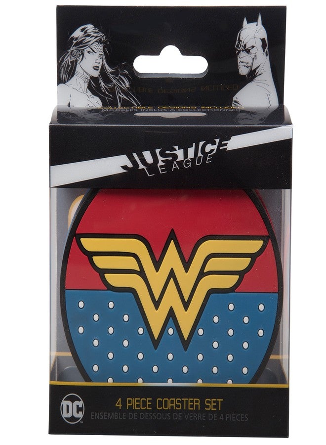 Justice League Super Hero Coasters, Set of 4 - Batman, Superman, Wonder Woman, The Flash - DC Gift for Fans of Movies & Comic Books - Durable PVC Great for Bar, Man Cave, Game Room, Kids, Teens - Image 2