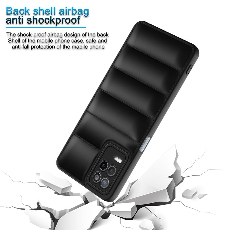 Plus Puffer Case Camera Protection Soft Back Cover for Realme Narzo 30 5G / Realme 9 5G / Realme 8 5G / Realme 8s 5G - Black - Image 4