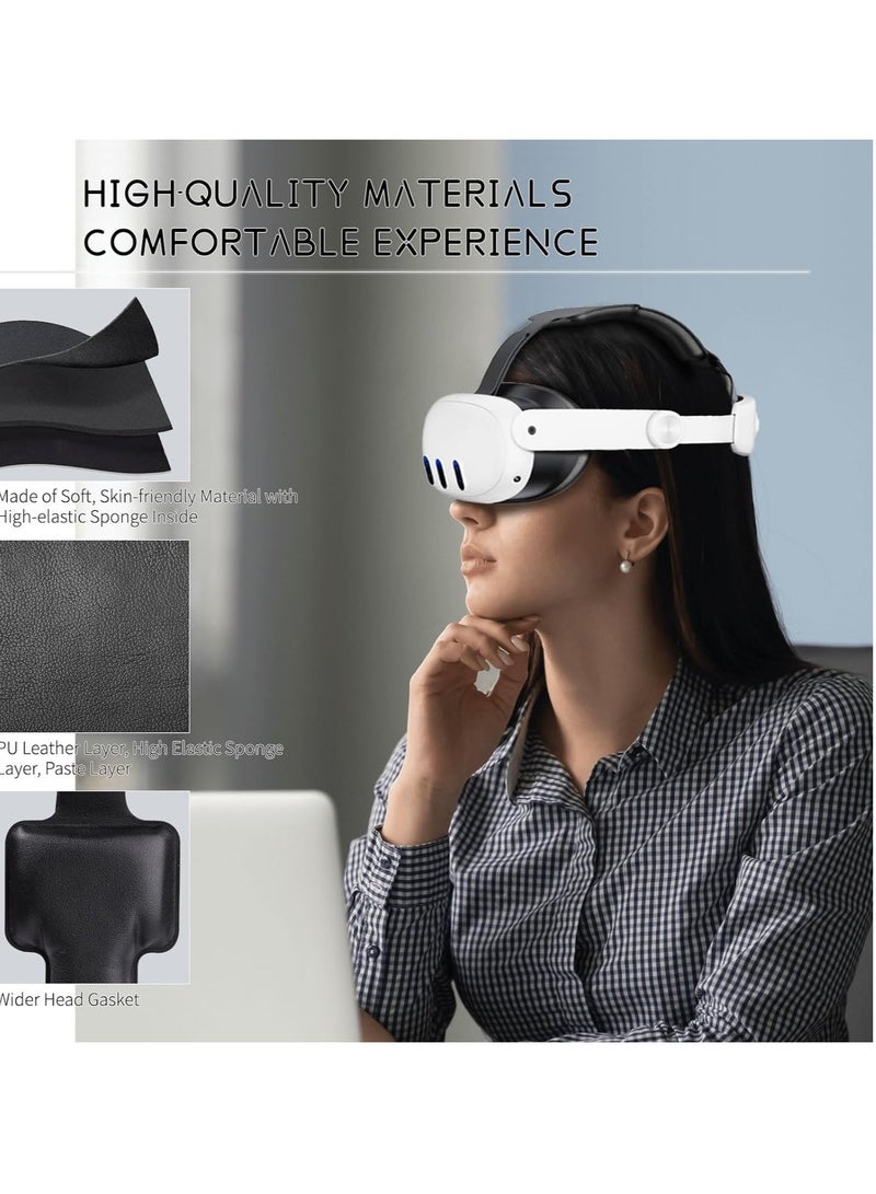 حزام الرأس لـ Oculus Quest 3، عصابة رأس هالة 3 في 1 قابلة للتعديل، بديل لحزام النخبة، راحة معززة وملحقات الواقع الافتراضي لغمر الألعاب المتوافقة مع Oculus/Meta Quest 3 - Image 3