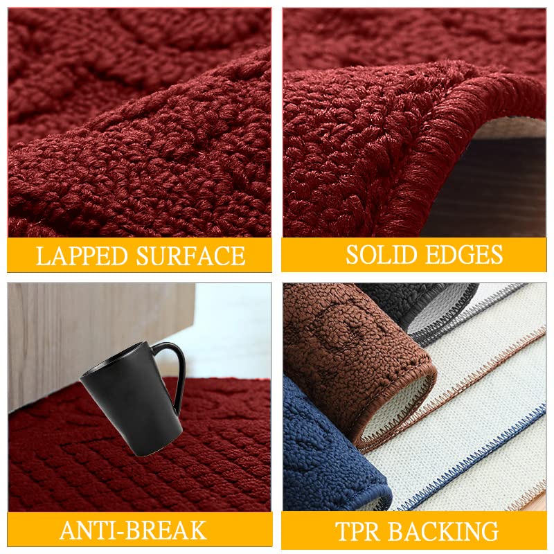 SASTYBALE Kitchen Rugs Mats for Floor 2 Piece 18”X30”, Non Slip Washable Kitchen Mat, Absorbent Standing Throw Rug,Half Circle Carpet for Front of Sink,Laundry Room,Entryway, Red - Image 4
