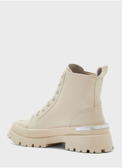 Ginger Back Detail Chunky Military Boot  - Image 3