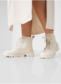 Ginger Back Detail Chunky Military Boot  - Image 5