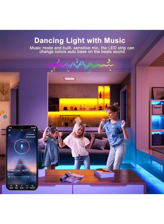 Noorly 30M RGB LED Light Strip, Bluetooth Music Sync Smart App Control, USB-Powered LED Strip for Gaming, Bedroom, Home Theater - Image 5