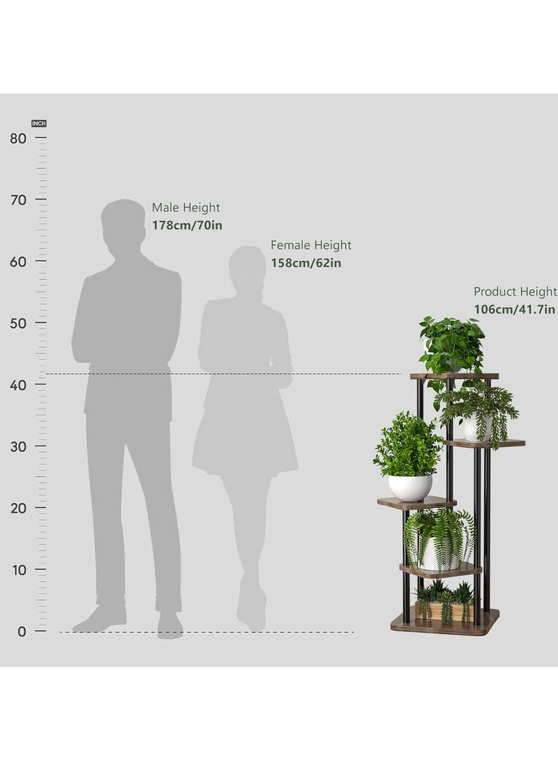 رات سو رصيف ركن معدني طويل داخلي للنباتات المتعددة، رصيف النبات مناسب للحديقة، الشرفة، غرفة المعيشة، غرفة النوم 5 -الجوز - Image 4