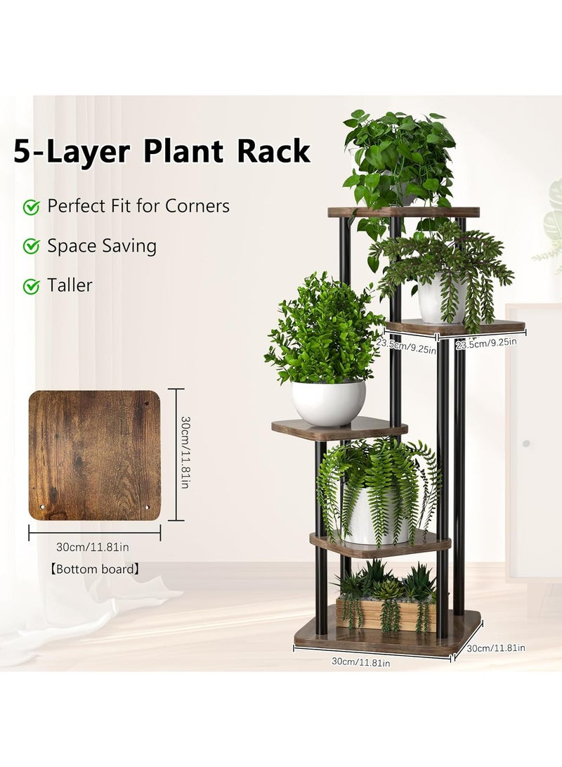 رات سو رصيف ركن معدني طويل داخلي للنباتات المتعددة، رصيف النبات مناسب للحديقة، الشرفة، غرفة المعيشة، غرفة النوم 5 -الجوز - Image 2