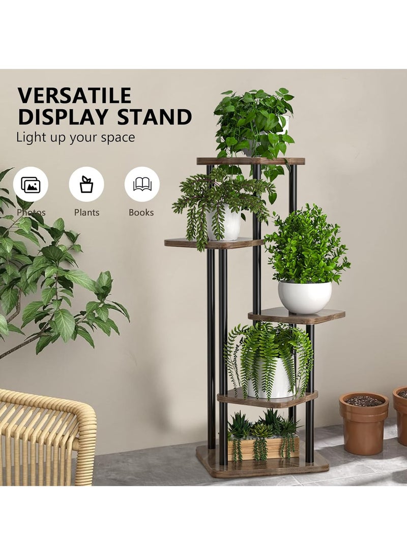 رات سو رصيف ركن معدني طويل داخلي للنباتات المتعددة، رصيف النبات مناسب للحديقة، الشرفة، غرفة المعيشة، غرفة النوم 5 -الجوز - Image 3