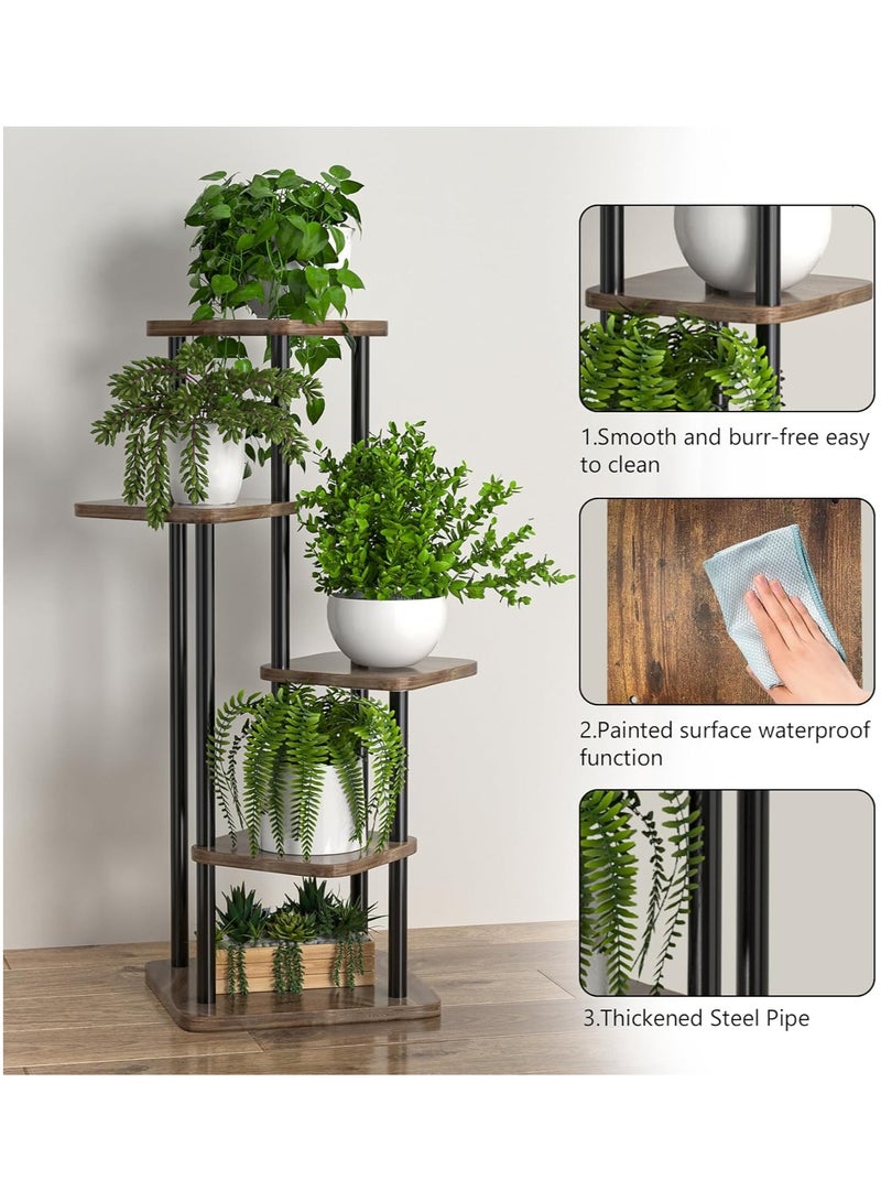 رات سو رصيف ركن معدني طويل داخلي للنباتات المتعددة، رصيف النبات مناسب للحديقة، الشرفة، غرفة المعيشة، غرفة النوم 5 -الجوز - Image 5