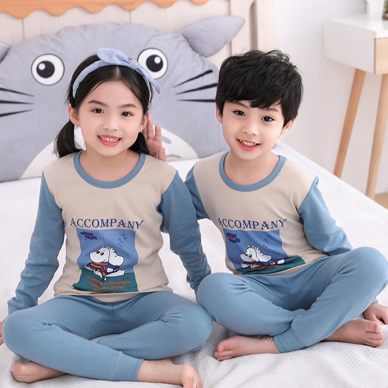 Children'S Autumn Clothes Long Pants Suit Baby Middle And Big Children Boys' Thermal Underwear Boys' And Girls' Pajamas One-Piece Delivery - Image 1