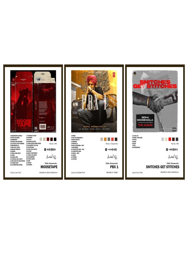 Sidhu Moosewala Poster Set of 3 (A4 Size, 9x12 Inch) | Punjabi Music Star Wall Art for Bedroom, Study Room & Office | Aesthetic Room Decoration for Boys, Girls & Fans - Image 1