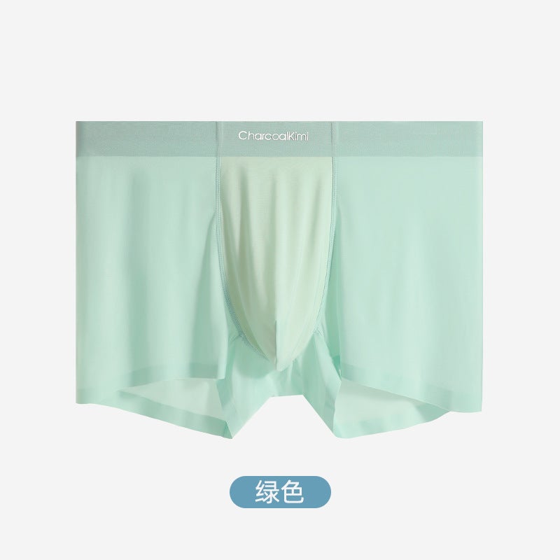 Seamless Ice Silk Mens Boxer Briefs Breathable Antibacterial light green [7A antibacterial]]