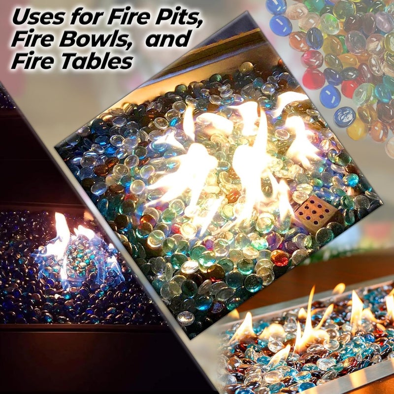 ARSUK Decorative Glass Pebbles, Stones, Beads Rounded Gems Flat Marble, Vase Filler, Artificial Fire Gemstones Crystal for Aquarium, Mosaic Tiles Vases Craft Garden Flowerpot Landscaping (180pcs, Mix) - Image 5