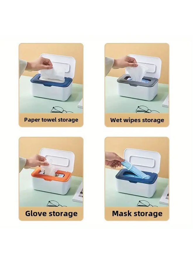 Multi Purpose Rectangular Tissue Storage Box Napkin Dispenser With Lid Desktop Wet Wipe Organizer Holder Tangerine For Office Bedroom Bathroom Kitchen - Image 2