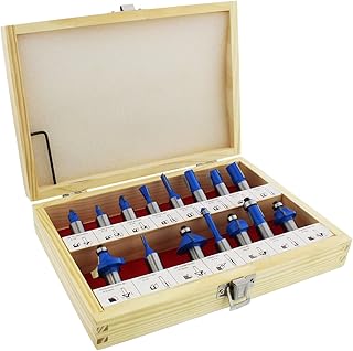 ABN 1/2in Shank Tungsten Carbide Router Bits for Woodworking - Wood Router Bit Set 15p Straight, Dovetail, Chamfer, Ogee - Image 1