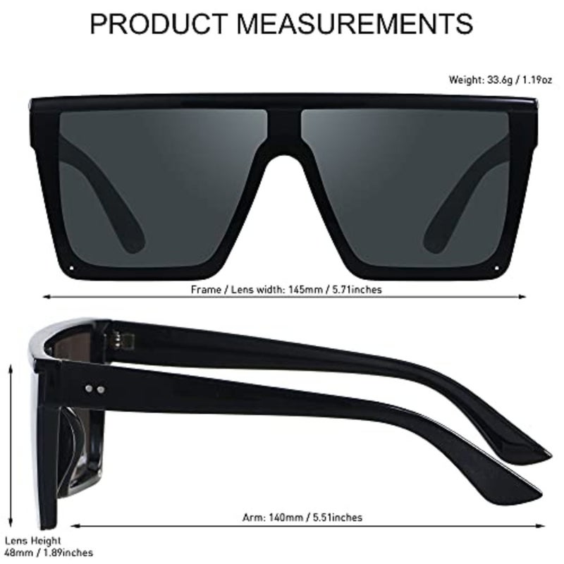 Square Oversized Sunglasses for Women Men Big Flat Top Fashion Shield Large UV Protection Rimless Shades - Image 4