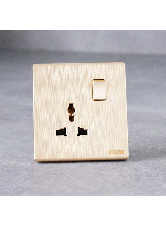 DANUBE HOME Milano 16A Universal Socket For Modern Home Electrical Switches Sockets Outlets For Home Appliances Computers Aura Gld - Image 1