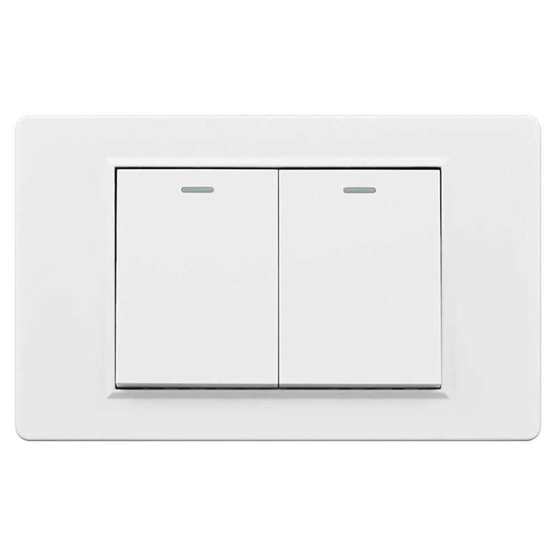 مفتاح حائط أبيض ثنائي الفتحة مع لوحة تخفيف الإضاءة وزر الطاقة للمنزل 220 فولت - Image 1