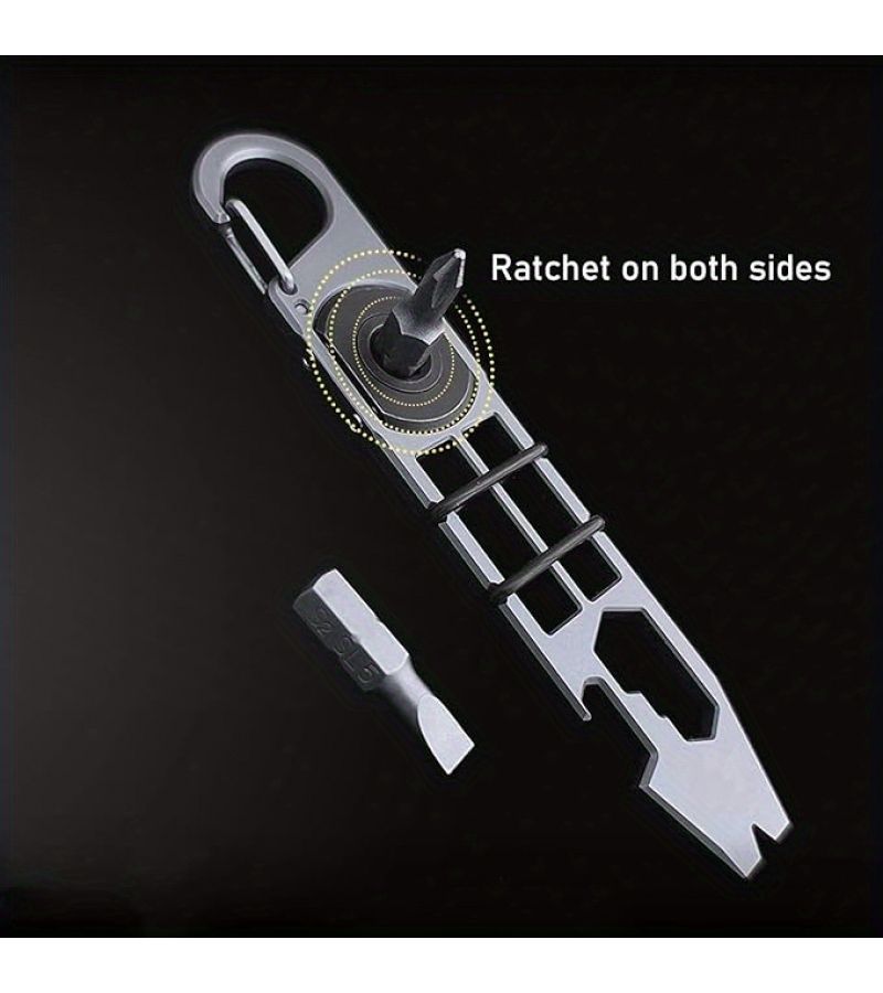 Stainless Steel Multifunctional Ratchet Tool Keychain With Pry Bar - Image 5