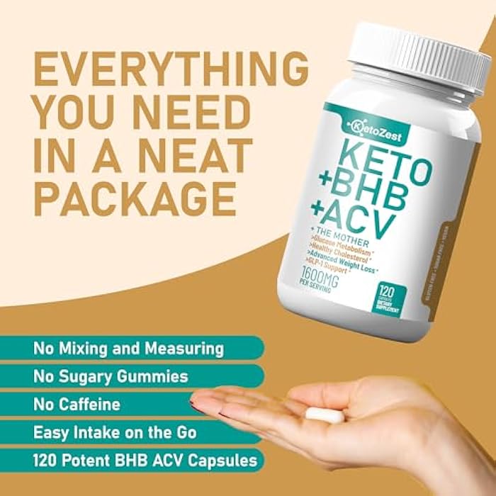 KetoZest Keto ACV BHB Capsules 1600mg for Advanced Weight Loss & Belly Fat Burn - Organic Apple Cider Vinegar with The Mother Ketones Vegan Supplement - with Vitamin D3 Zinc Chromium for Men Women - Image 3