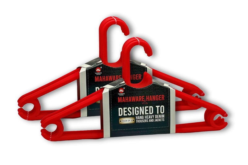 Mahaware Polypropylene Cloth Hanger, Pack of 12 - Heavy Duty Plastic Hanger for Wardrobe, Space Saving Clothes Hanger, Anti-Slip Hanger Cloth Plastic for Closet Organization (Red, 12 Count) - Image 1