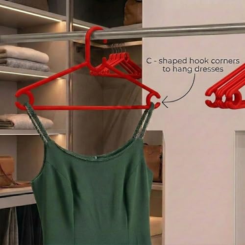 Mahaware Polypropylene Cloth Hanger, Pack of 12 - Heavy Duty Plastic Hanger for Wardrobe, Space Saving Clothes Hanger, Anti-Slip Hanger Cloth Plastic for Closet Organization (Red, 12 Count) - Image 5