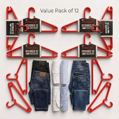 Mahaware Polypropylene Cloth Hanger, Pack of 12 - Heavy Duty Plastic Hanger for Wardrobe, Space Saving Clothes Hanger, Anti-Slip Hanger Cloth Plastic for Closet Organization (Red, 12 Count) - Image 4