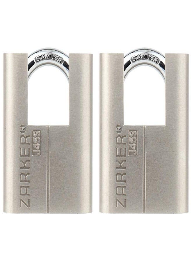 Zarker J45S keyed Alike Padlocks, Heavy Duty Stainless Steel Shackle Lock, 6 Keys, Waterproof and Rustproof Storage, Warehouses, Garage, Outdoors, 2-Pack - Image 2